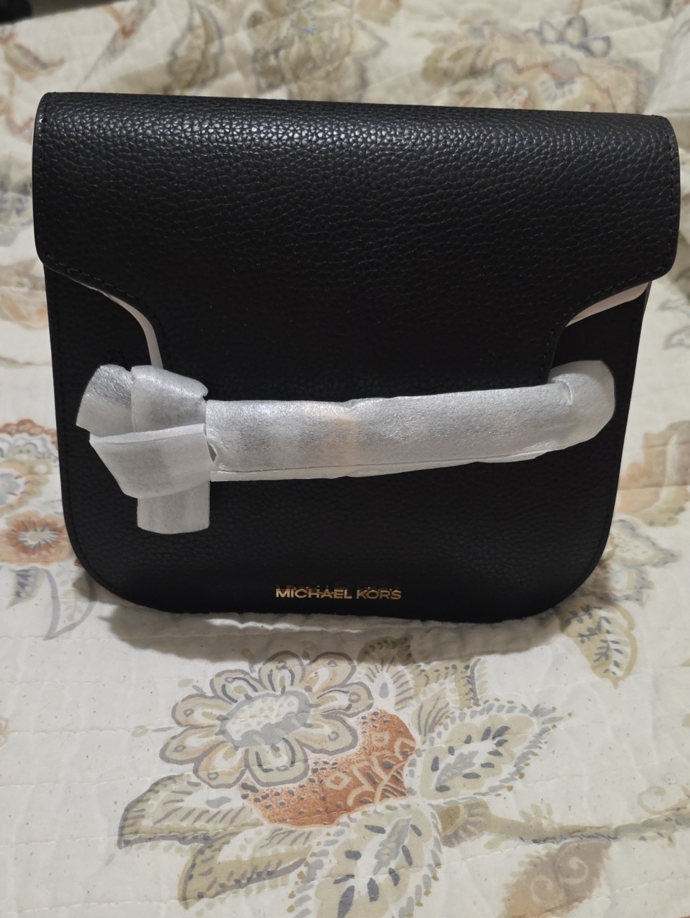 Michael Kors Black Pebbled Leather Mini Flap Crossbody